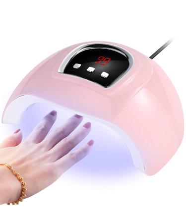 54W UV Nail Lamp Nail Dryer Lamp LED UV Gel Polish Auto Sensor Curing Lamp Resin Nails Tools DIY Nail Lamp with 3 Timer for Home Professional (30s 60s 99s) (54W)