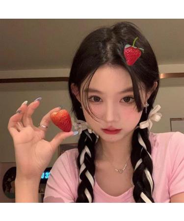 4pcs/set Cute Strawberry Hairpins Resin Headwear Hair Accessories Fruit Hair Clips Sweet Hair Barrettes Headdress Jewelry - Buy Online on GoSupps.com