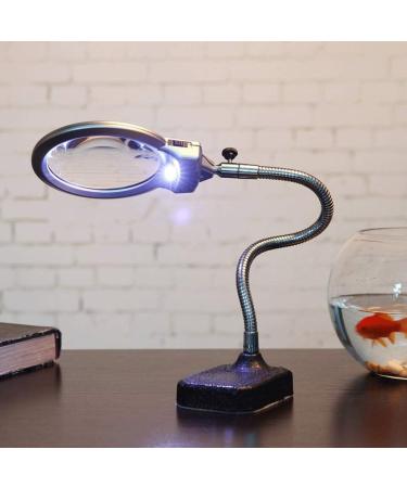 Magnifying Glasses Educational Hobby Magnifiers Desktop Magnifying Glass with Led Light 10 20 Times Hd Reading for The Elderly Metal Base Silver Comfortable Anniversary - Buy Online on GoSupps.com
