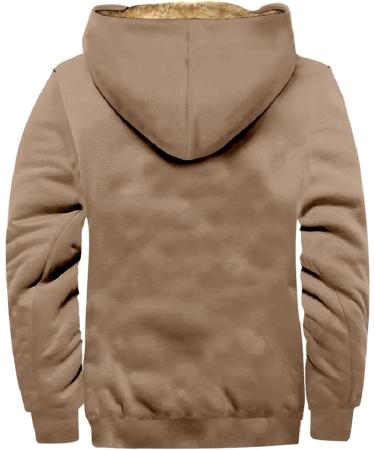 Hanxiulin Oversize Plush Jacket for Men | Warm Lined Fleece Cardigan Light Quilted Coat with Hood - Beige XXL - Buy Online on GoSupps.com