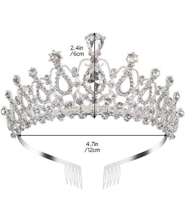 AOPRIE 1980s Silver Princess Tiara for Women & Girls - Crystal Crowns for Wedding, Prom, Birthday & Halloween - Buy Online on GoSupps.com