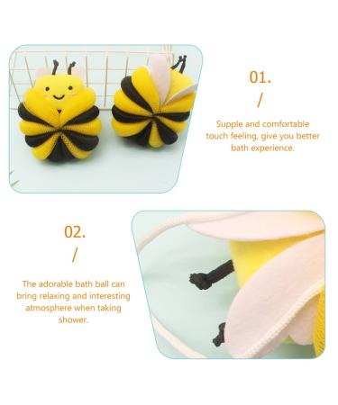 Lurrose 4-Piece Animal Balls Loofah Set for Kids - Yellow Spa Bath Scrubber Sponge for Boys and Girls - Buy Online on GoSupps.com