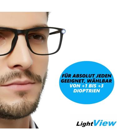 Mavura Caremaxx LED Reading Glasses with Blue Light Filter - Unisex Reading Light Glasses in Black (1 2 3 Diopters) | Enhance Your Reading Experience - Buy Online on GoSupps.com