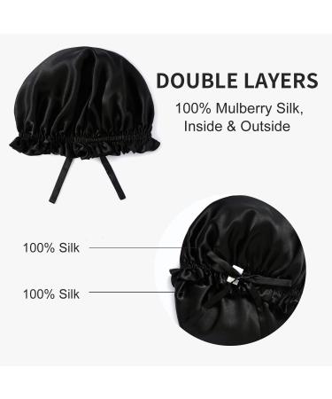 ZIMASILK 100% Mulberry Silk Bonnet for Women Hair Care - Natural Silk Hair Wrap for Sleeping - Elastic Stay On Head - Black (1Pc) - Buy Online on GoSupps.com