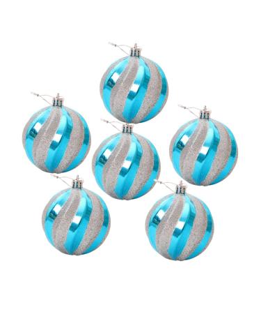 Alipis 6pcs Ornament Glitter Ball Pendant Christmas Ball Pendant Christmas Tree Ball Thread Candy Balls Blue 6.00X6.00X6.00CM