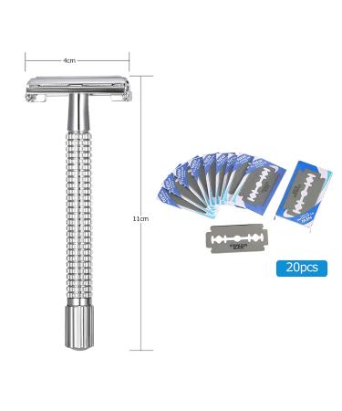 Buy Stainless Steel Double Edge Safety Razor Set | 20pcs Blades for Men | Premium Shaving Experience - Buy Online on GoSupps.com