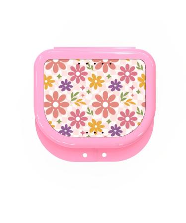 HOUSYLOVE Retainer Case 1 Pack Pink Classic Style Night Guard Case with Floral Patterns