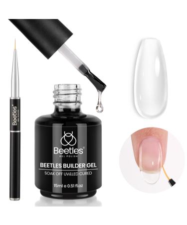 Beetles Gel Polish 5 in 1 Beetles Builder Gel 15ml Clear Builder Strengthener Gel with Detachable Liner Nail Brush for Beetles Builder Gel Nail Art Design Holiday Gift for Women