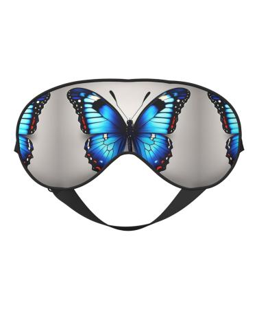 Blue Butterfly Print Double-Sided Eye Mask Soft and Light Blocking for Enhancing Sleep Quality
