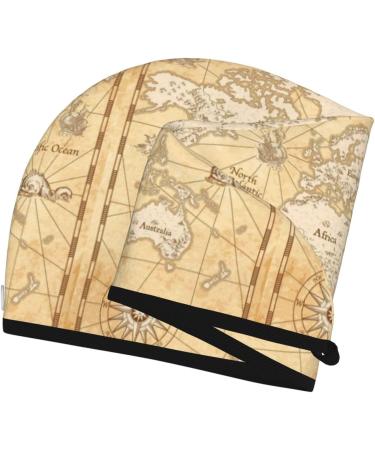 Hair Towel Wrap with Button - Quick Dry Hair Turban | World Map Design - Buy Online on GoSupps.com