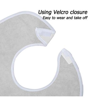 Super Absorbent Waterproof Terry Cloth Adult Bibs | Set of 4, Ideal for Men, Women, Elderly | Grey - Buy Online on GoSupps.com
