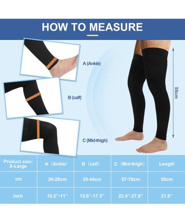 Zhanmai Men's Thigh High Compression Stockings - 20-30 mmHg Footless Leg Sleeves for Running & Edema - Silicone Band - Black XL - Buy Online on GoSupps.com