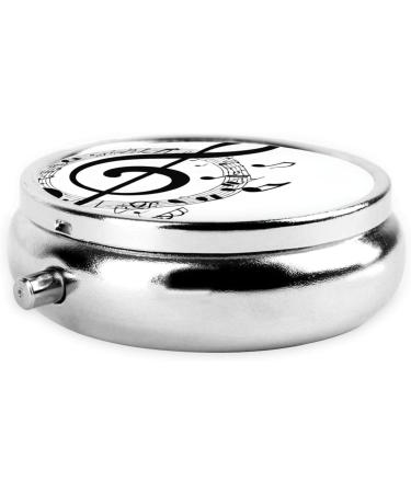 Music Print Mini Round Pill Box | 3 Compartment Portable Pill Organizer for Travel Home & Office - Buy Online on GoSupps.com