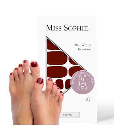 Miss Sophie Pedi Wraps - Burgundy Pedicure - single -colored red nail wraps for pedicure - 27 ultra -thin self -adhesive long -lasting nail foils - Buy Online on GoSupps.com