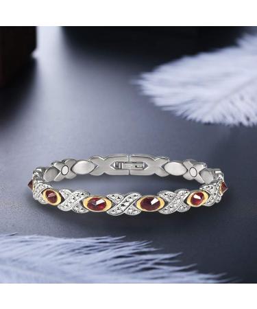 EnerMagiX Titanium Magnetic Bracelet with Ruby Stones - Unisex Magnetic Bracelet Gift - Buy Online on GoSupps.com