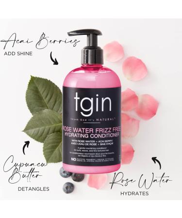 TGIN Rose Water Frizz-Free Hydrating Conditioner 13oz for Curls & Waves, Ideal for Low Porosity & Fine Hair - Buy Online on GoSupps.com