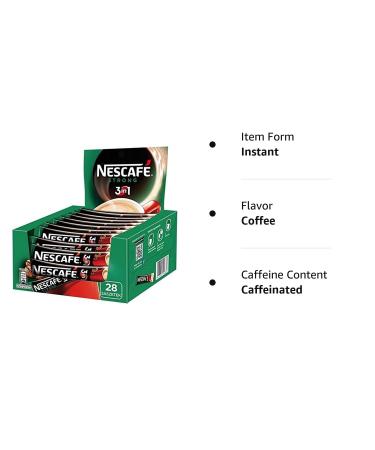Nescafe 3 in 1 Strong Instant Coffee Packets (Pack of 28) - Convenient & Delicious - Buy Online on GoSupps.com