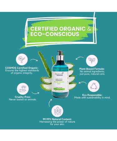 Aquatural Organic Aloe Vera Liquid for Face & Body - Aloevera for Sunburn, Dry Skin - Paraben Free & Dye Free - Natural Moisturizer for Babies & Adults - Moisturizing Aloe Liquid (16.9 fl oz) - Buy Online on GoSupps.com