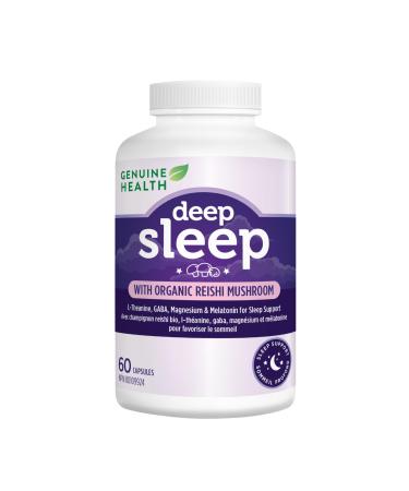 Genuine Health Deep Sleep 60 vegetarian capsules Reishi Mushroom GABA Melatonin and Magnesium Natural restorative sleep support Dairy soy & gluten-free Vegan