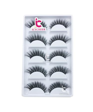 ICYCHEER 100% Mink Fur 3D False Eyelashes - Luxurious Natural Messy Makeup 5 Pairs/Box for Daily Wear - Buy Online on GoSupps.com