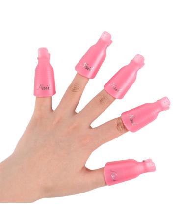 Dr.Nail 10Pcs Professional Plastic Acrylic Nail Art Polish Remover Clips UV Gel Wrap Cleaner Soak Off Cap Clip Pink
