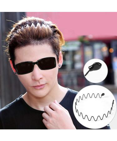Black Wavy Metal Hair Bands 2 Pack - Unisex Headbands for Men and Women - Non-Slip Spring Sports Accessory - Buy Online on GoSupps.com