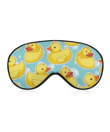 Yellow Duck and Bubble Sleep Mask Eye Cover for Sleeping Blindfold with Adjustable Strap Blocks Light Night Travel Nap for Men Women