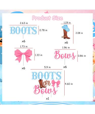 kreat4joy 25pcs Boots Or Bows Gender Reveal Decorations Double-Sided Printing Boots Or Bows Cake Topper Cupcake Toppers for Western Cowboy Cowgirl Gender Reveal Party Decorations - Buy Online on GoSupps.com