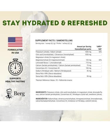 Dr Berg Nutritionals Berg Electrolyte Powder & Pink Himalayan Salt Magnesium & Calcium Keto Friendly Lemonade Flavor 50 Servings - Buy Online on GoSupps.com