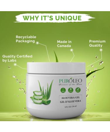 PUROLEO Aloe vera gel 8 Fl Oz/236 ML (Made in Canada) aloe vera gel for face aloe vera gel for hair aloe vera gel for skin Made from aloe vera gel Explore the Goodness - 100% Pure Aloe Vera Gel - Your Go-To for Natural Beauty and Wellness! 236 ml (Pack of - Buy Online on GoSupps.com