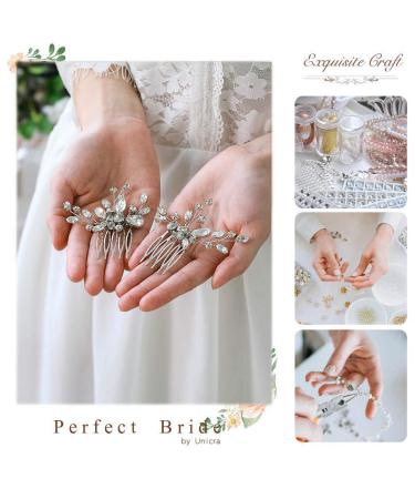 Unicra Silver Bride Wedding Hair Comb | Rhinestone Bridal Headpiece for Women and Girls - Buy Online on GoSupps.com