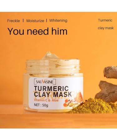 Turmeric Vitamin C Facial Mask - Hydrating Skin Lightening Acne Control & Pore Refining Clay Mask for Brighter Skin - Buy Online on GoSupps.com