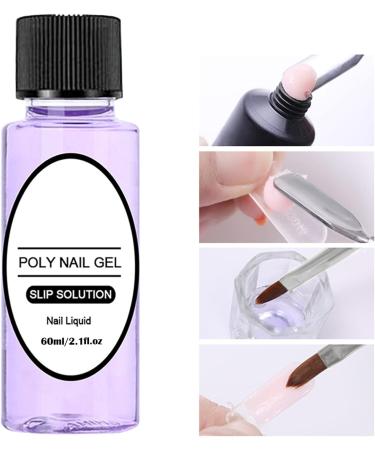Slip Solution Kit - 60ml Poly Nail Gel Extension Clear Liquid with Anti-Stick Tools | Nail Art Brush Starter Kit - Buy Online on GoSupps.com