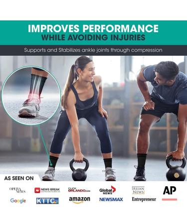 Modvel Foot & Ankle Brace Socks - Compression Sleeve for Sprained Ankle Support - Tendonitis & Arthritis Relief for Men & Women - Sports Running Small Black - Buy Online on GoSupps.com