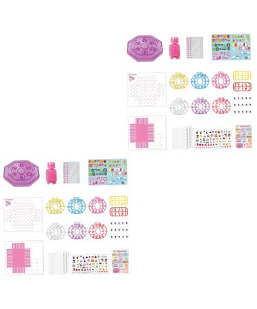 FRCOLOR 2 Sets Children's Nail Art Toys Nail Decoration Nail Tool Kit Nail Manicure Kit Kids Fake Nail Kit Makeup Kit Diy Kids Nail Art Kit Nail Tips for Kids Toddler Paper Girl Decorate