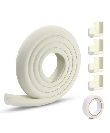 Vicloon Edge Protectors 2 M Foam Safety Strip and 4 Corner Cushion Protector Set Edge Corner Guards for Baby - Milky White