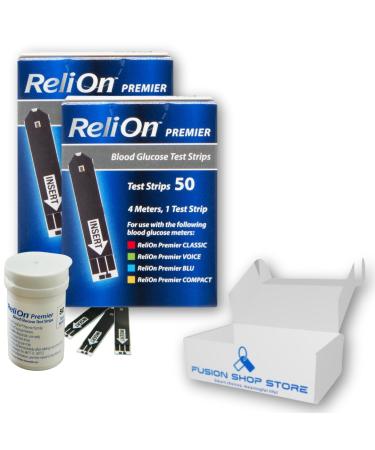 Relion Premier Test Strips 50 ct (2) Boxed by Fusion Shop Store