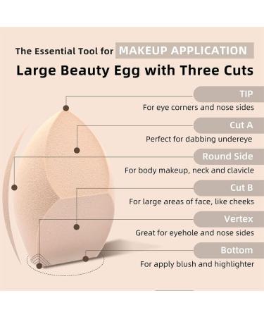 Dolovemk | Extra Large Beauty Egg Blender Makeup Sponge Face Foundation Blending Puffs Height:8.5cm(Dry)/10cm(Wet) (Beige) - Buy Online on GoSupps.com