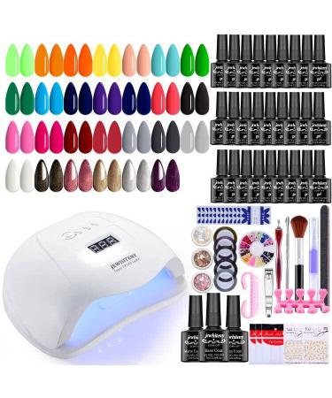 JEWHITENY 30pcs Gel Nail Polish Kit with U V Light - 120W Nail Lamp, 27 Colors Gel Nail Polish Set, Soak Off Gel Nail Kit Manicure Tools Gifts for Women SET 5