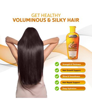 Hemani Almond Hair Oil (200ml) - Nourishing Almond & Coconut Oil Blend for Hair Growth Shine & Softness for Men & Women - Buy Online on GoSupps.com