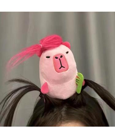 Women Funny Hair Clip - Stuffed Capybara Girls Funny Hair Clip Stage Performance Cute Hair Accessory Teen Girls Fashion for Beach Face Cleansing Makeup Pink - Buy Online on GoSupps.com