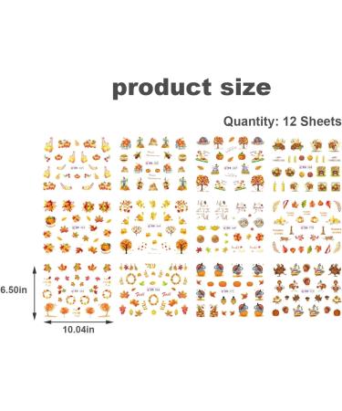 Autumn Nail Stickers Fall Nail Stickers Autumn Maple Leaves Pumpkin Turkey Nail Art Stickers Thanksgiving Themed Water Transfer Nail Decorations 12 Sheets/Set Fall Nail Decals - Buy Online on GoSupps.com