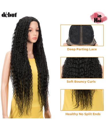 D but Lace Front Wig - Super Length 91 cm Curly Wig for Women | 150% Density Black Artificial Hair - Buy Online on GoSupps.com