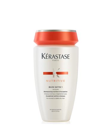 KERASTASE Nutritive Satin 1 Hydrating Shampoo | For Normal to Mildly Dry Hair | Strengthens and Softens | With Irisome Complex | Bain Satin 1 8.5 Fl Oz (Pack of 1)