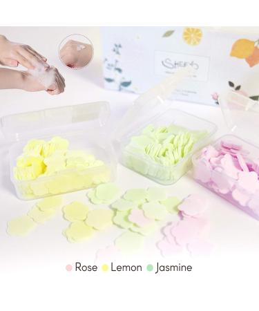300pcs Portable Antibacterial Travel Soap Sheets - Rose, Lemon, Jasmine Scented Mini Soaps - Disposable Hand Soap for Outdoor Use - Buy Online on GoSupps.com