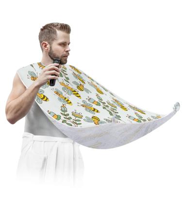 Beard Bib Apron Beard Bib Hair Catcher for Men Shaving and Trimming Non-Stick Waterproof Beard Cape Grooming Cloth Cute Bee Painting