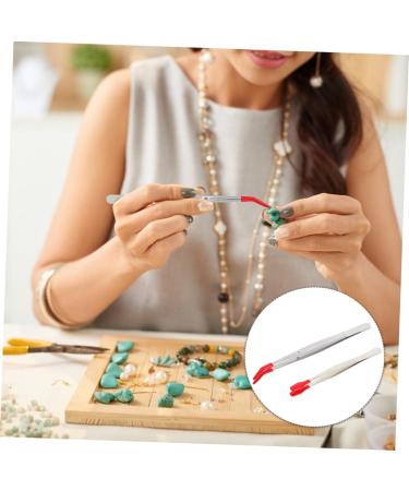 Frcolor 4-Part Pearl Tweezers Set - Stainless Steel Long Curved & Coated Pointed Tweezers for Precision - Black Tweezers with Rubber Tip - Ideal for Eyebrows & Beauty Care - Buy Online on GoSupps.com