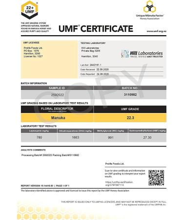 Haddrell's of Cambridge Manuka Honey | UMF 22+/MGO 970+ | Natural Premium New Zealand Manuka Honey | 250 Grams - Buy Online on GoSupps.com