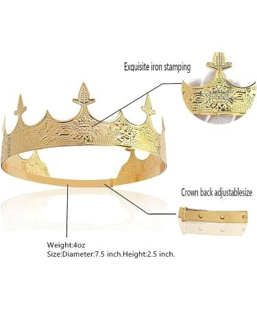Royal King Metal Crown Hair Jewelry for Men - Halloween Gold Tiara Diadem - Buy Online on GoSupps.com