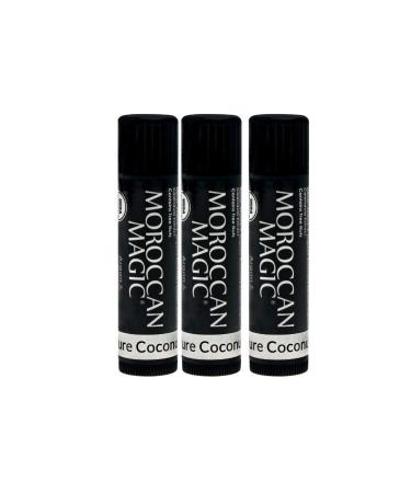Moroccan Magic Organic Pure Coconut Lip Balm 3 Pack | Made with Natural Cold Pressed Argan and Essential Oils Lip Balm | Smooth Application | Non-Toxic Cruelty Free
